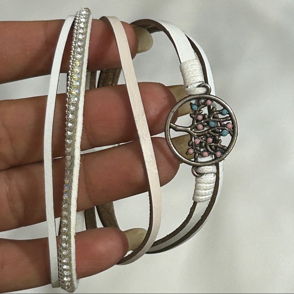 Vintage Tree Charm Stack Rope Multi Strands Silver Clip On Bracelet - Picture 9 of 9